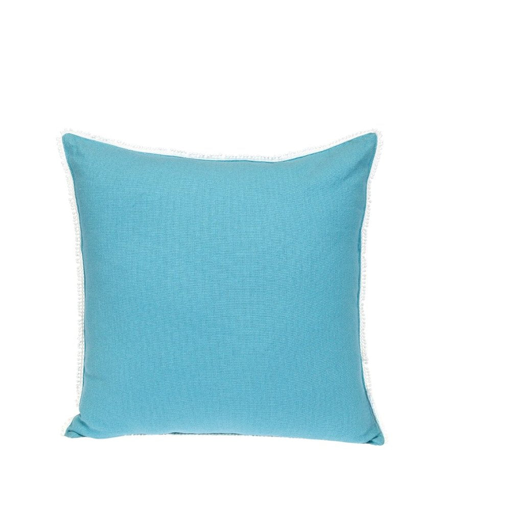 16" Aqua Cotton Throw Pillow with Scalloped Edges