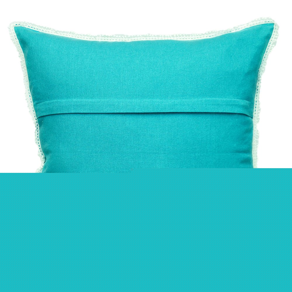 20" Blue Cotton Throw Pillow