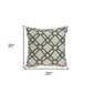 20" Beige and Gray Diamond Cotton Throw Pillow With Embroidery