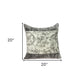 20" Beige and Gray Damask Cotton Throw Pillow