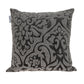 18" Gray and Silver Damask Velvet Throw Pillow With Beads