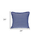 24" Blue and White Striped Cotton Throw Pillow With Fringe
