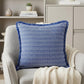 24" Blue and White Striped Cotton Throw Pillow With Fringe