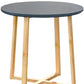 20" Gray and Natural Solid Wood Round Cross Legs End Table