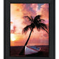 Palm Tree Sunset Black Framed Print Wall Art