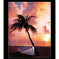 Palm Tree Sunset Black Framed Print Wall Art
