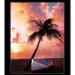 Palm Tree Sunset Black Framed Print Wall Art