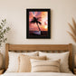 Palm Tree Sunset Black Framed Print Wall Art