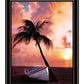 Palm Tree Sunset Black Framed Print Wall Art