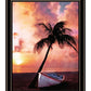 Palm Tree Sunset Black Framed Print Wall Art