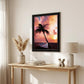 Palm Tree Sunset Black Framed Print Wall Art