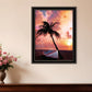 Palm Tree Sunset Black Framed Print Wall Art