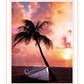 Palm Tree Sunset Black Framed Print Wall Art