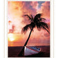 Palm Tree Sunset Black Framed Print Wall Art