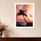 Palm Tree Sunset Black Framed Print Wall Art