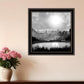 Big Moon Lake Black Framed Print Wall Art