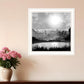 Big Moon Lake Black Framed Print Wall Art
