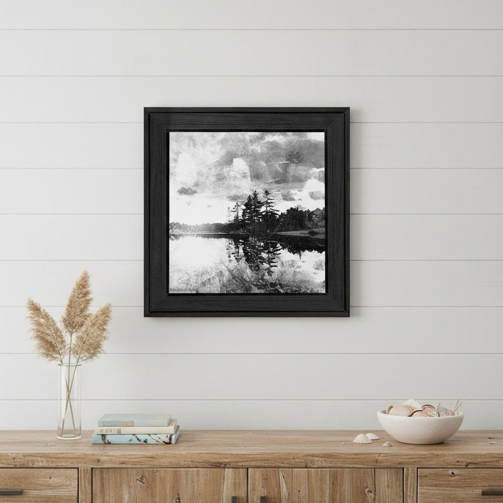 Lakeside Pines Black Framed Print Wall Art