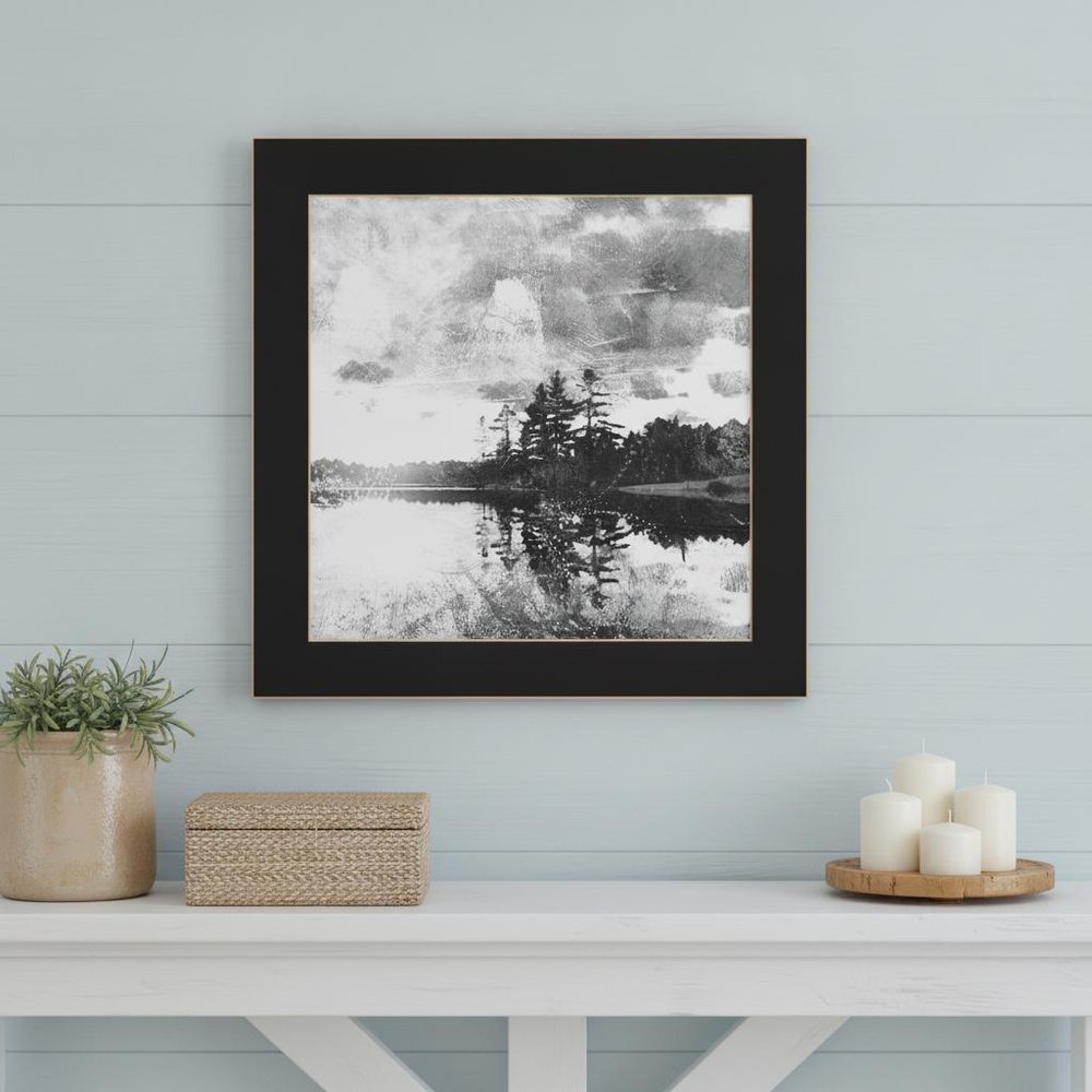 Lakeside Pines Black Framed Print Wall Art