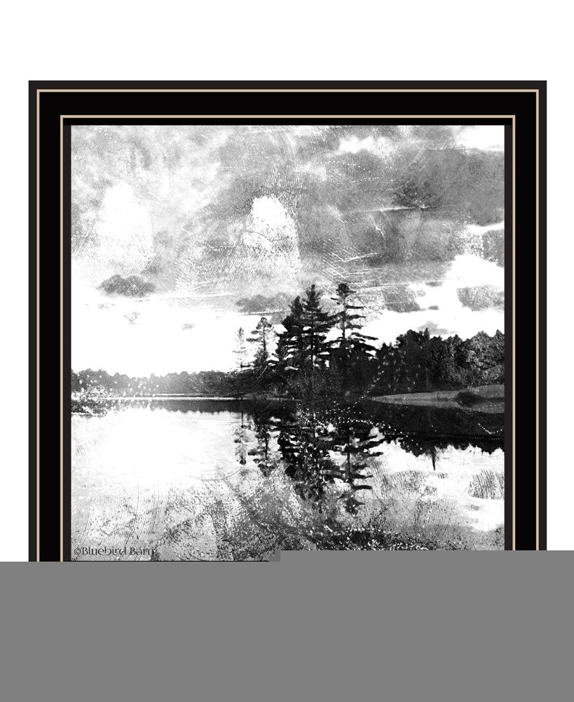 Lakeside Pines Black Framed Print Wall Art