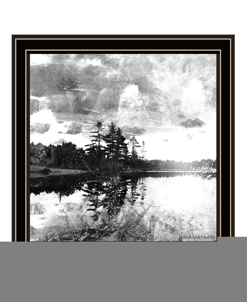 Lakeside Pines Black Framed Print Wall Art
