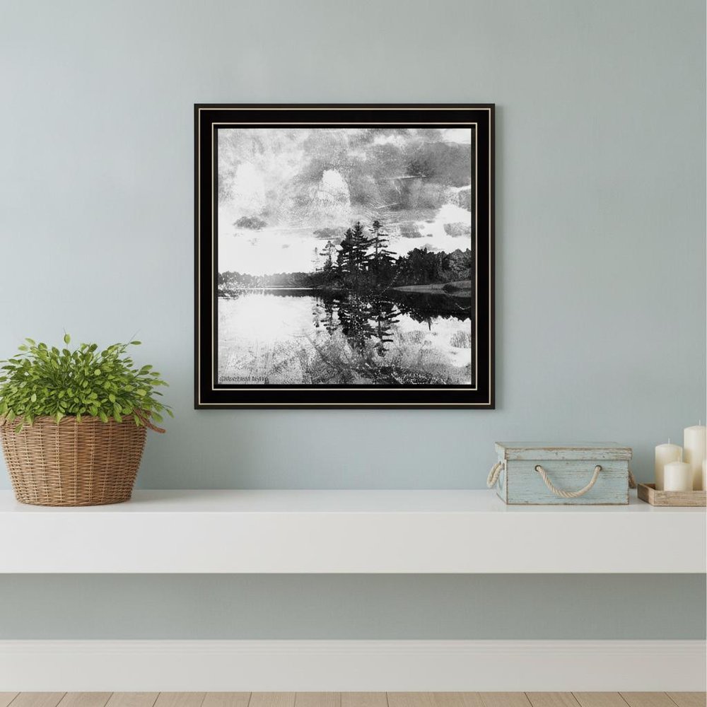 Lakeside Pines Black Framed Print Wall Art