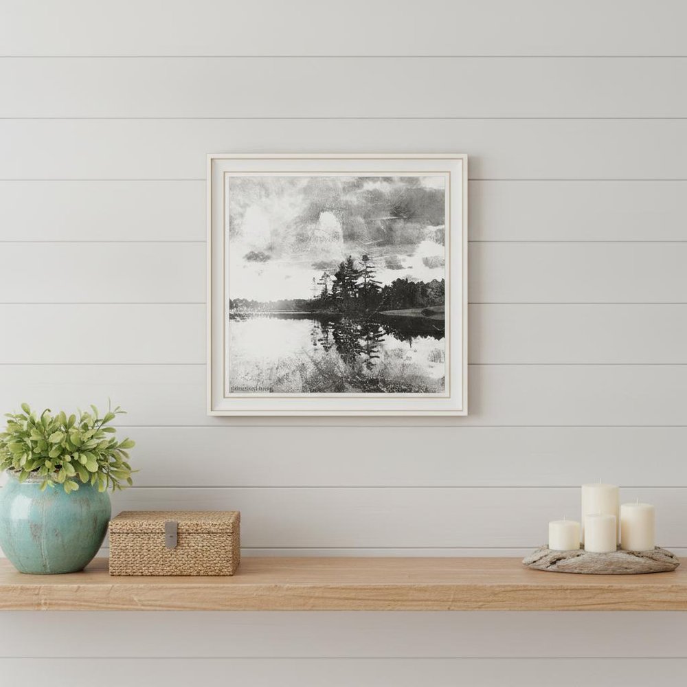Lakeside Pines Black Framed Print Wall Art
