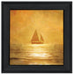Solo Gold Sunset Sailboat Black Framed Print Wall Art