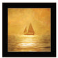 Solo Gold Sunset Sailboat Black Framed Print Wall Art