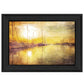 Yellow Sunset Boats In Marina Black Framed Print Wall Art