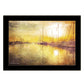 Yellow Sunset Boats In Marina Black Framed Print Wall Art