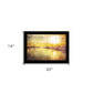 Yellow Sunset Boats In Marina Black Framed Print Wall Art