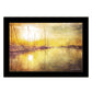 Yellow Sunset Boats In Marina Black Framed Print Wall Art