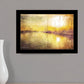 Yellow Sunset Boats In Marina Black Framed Print Wall Art
