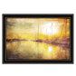 Yellow Sunset Boats In Marina Black Framed Print Wall Art