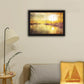 Yellow Sunset Boats In Marina Black Framed Print Wall Art