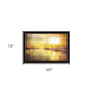 Yellow Sunset Boats In Marina Black Framed Print Wall Art