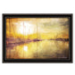 Yellow Sunset Boats In Marina Black Framed Print Wall Art