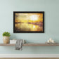 Yellow Sunset Boats In Marina Black Framed Print Wall Art