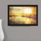 Yellow Sunset Boats In Marina Black Framed Print Wall Art
