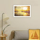Yellow Sunset Boats In Marina Black Framed Print Wall Art