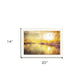 Yellow Sunset Boats In Marina Black Framed Print Wall Art