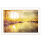Yellow Sunset Boats In Marina Black Framed Print Wall Art