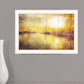 Yellow Sunset Boats In Marina Black Framed Print Wall Art