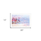 Rainbow Bright Sandy Beach with Umbrellas White Framed Print Wall Art