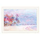 Rainbow Bright Sandy Beach with Umbrellas White Framed Print Wall Art