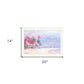 Rainbow Bright Sandy Beach with Umbrellas White Framed Print Wall Art