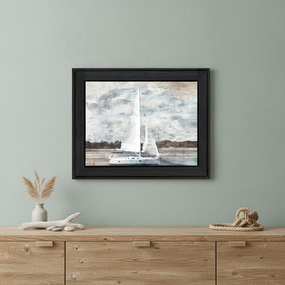Sailboat on Water Black Framed Print Wall Art