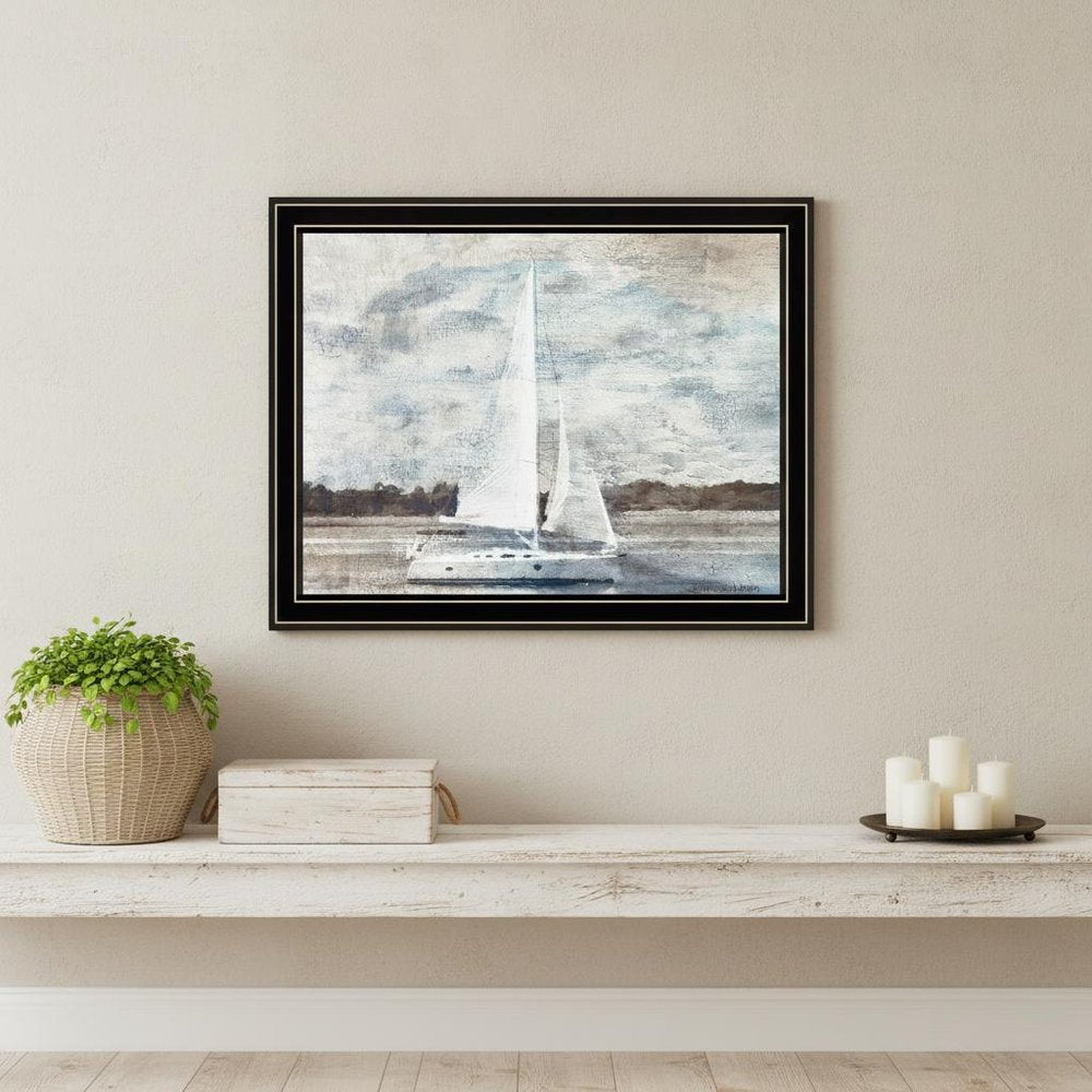 Sailboat on Water Black Framed Print Wall Art
