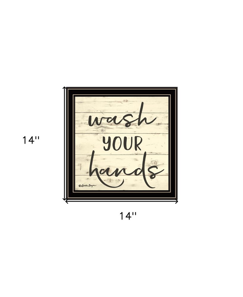 Wash Your Hands Black Framed Print Bathroom Wall Art